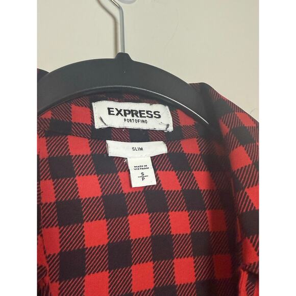 Express Buffalo Plaid Button Down Blouse Size S - Picture 1 of 6